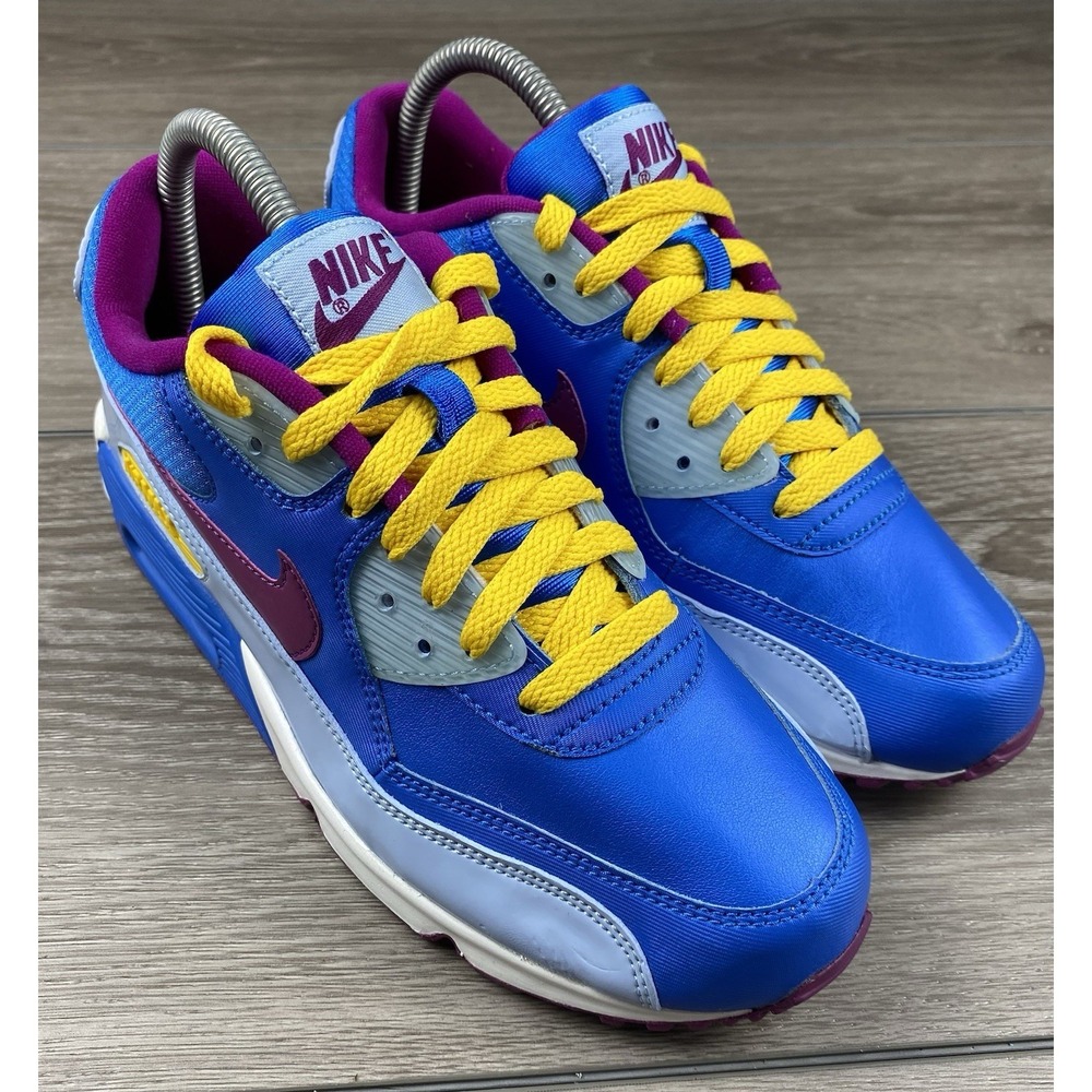 Nike Air Max 90 Blue Yellow Pink Womens 7.5 Youth 6Y 312153-451